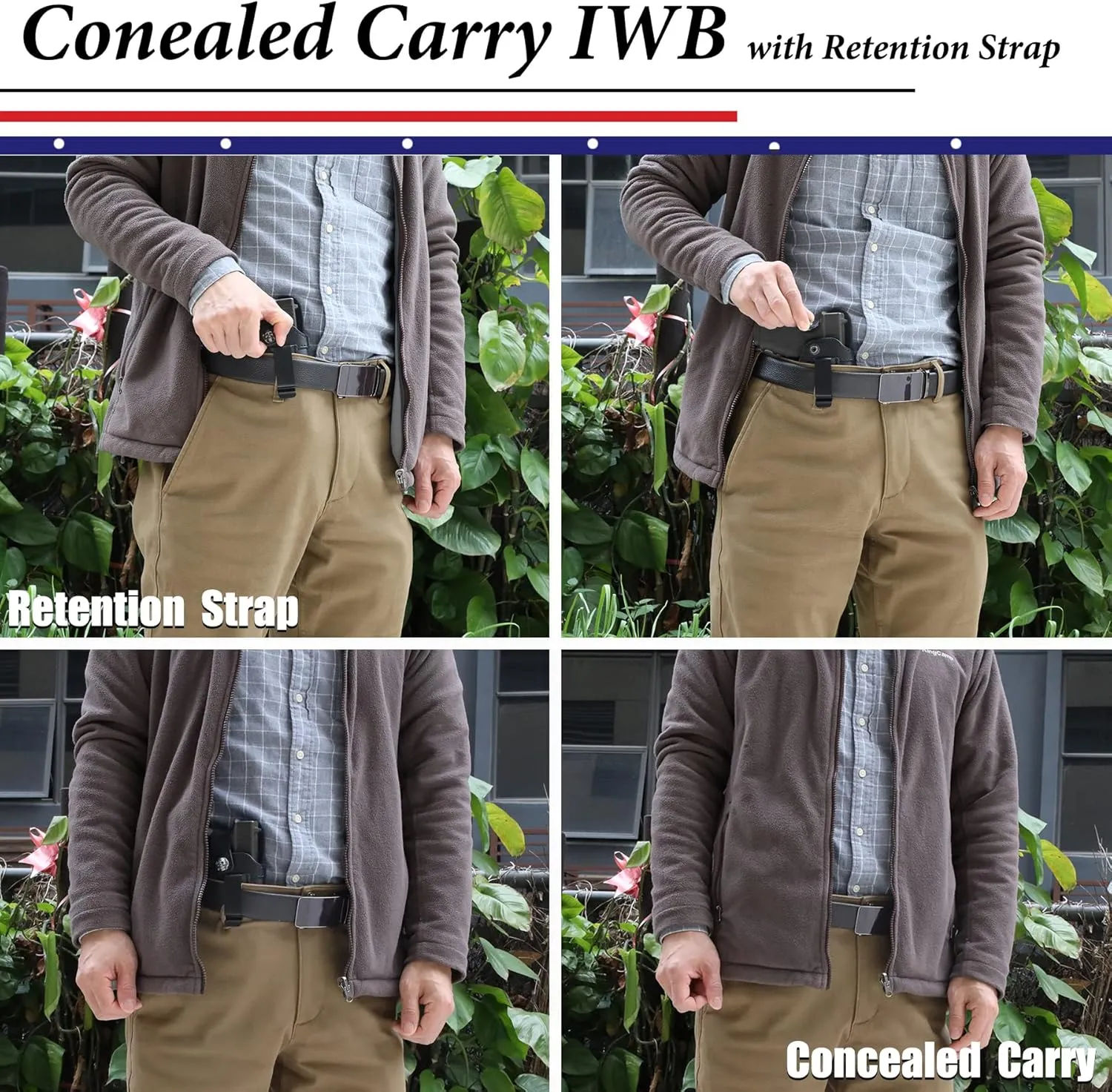 IWB Leather Holster, Genuine Leather Gun Holster for Glock 19/42/43X, Sig P365/P320/P220, Ruger LCP/LC9S/Security 9/Max 9, Taurus G2/G2C/G3C/GX4, Springfield Hellcat/XD, M&P 9mm Shield and Similar Sized Handguns