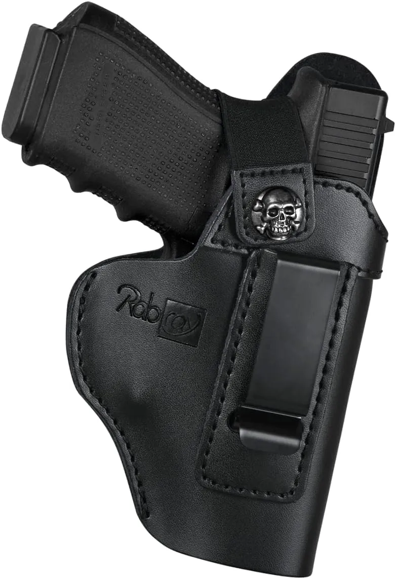 IWB Leather Holster, Genuine Leather Gun Holster for Glock 19/42/43X, Sig P365/P320/P220, Ruger LCP/LC9S/Security 9/Max 9, Taurus G2/G2C/G3C/GX4, Springfield Hellcat/XD, M&P 9mm Shield and Similar Sized Handguns