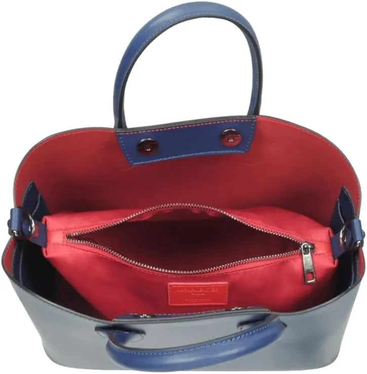 Jackie Tote Bag, Genuine Italian Calf Leather, 12.4 x 9.8 x 5.5 inches