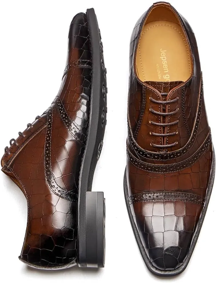 Jepsengord Men's Dress Shoes Genuine Leather Oxfords Luxury Formal Business Suit Shoes with Blake Rapid Stitch