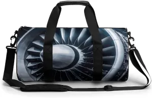 Jet Engine Sport Gym Duffle Travel Bag for Women Men Overnight Weekender Bag with Shoe Compartment,Wet Pocket, 17.7in/9in/9in, style