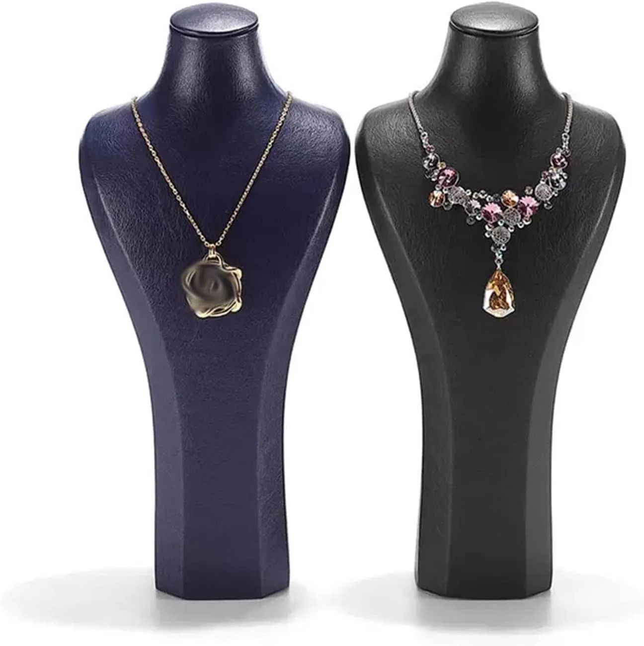 Jewelry Stand Organizer Necklace Chain Jewelry Bust Display Holder Stand, Necklaces Display necklace mannequin, Leatherette Necklace Bust, Blue Jewelry Bust Stand Jewelry Display H