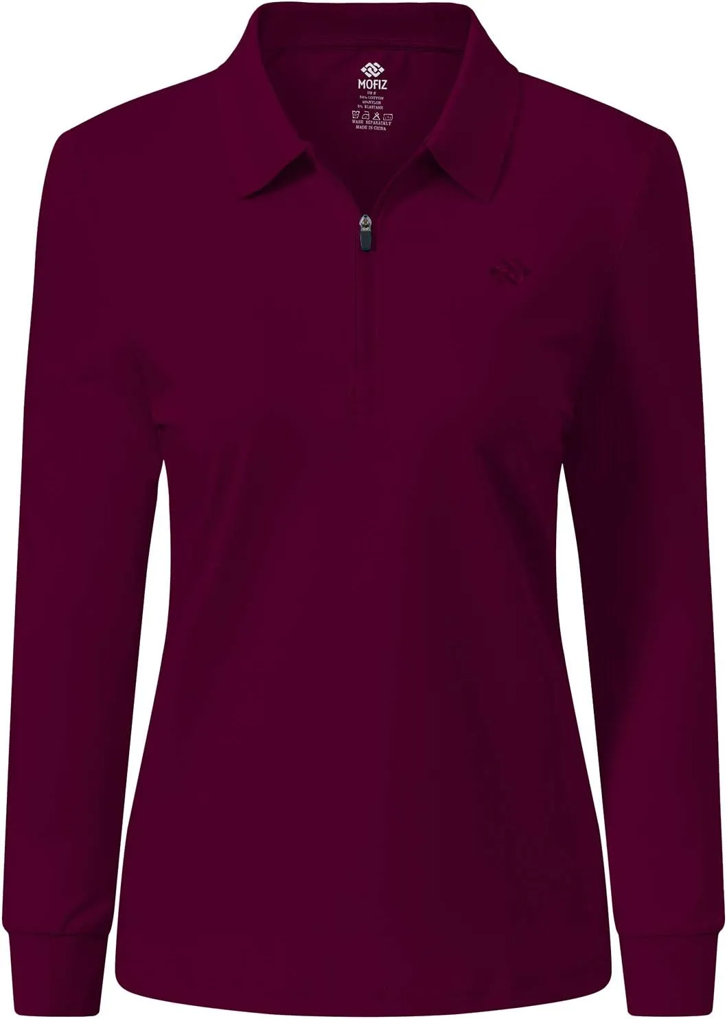 JINSHI Women's Golf Polo Shirt Long Sleeves Zip Up Sport Active Shirts Quick Dry Athletic T-Shirt Casual Tennis Tops Slim Fit