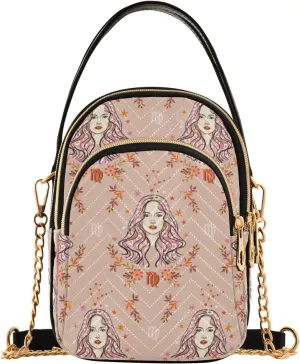 JIPONI Virgo Zodiac Star Quilted Crossbody Bag for Women, Small Cell Phone Bag Shoulder Handbags Purse with Leather Strap