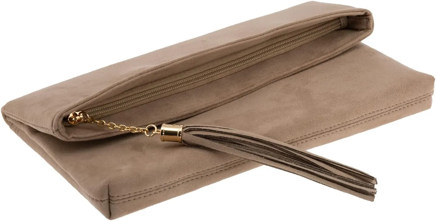 JNB Faux Micro Suede Fold Over Clutch