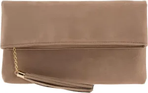 JNB Faux Micro Suede Fold Over Clutch