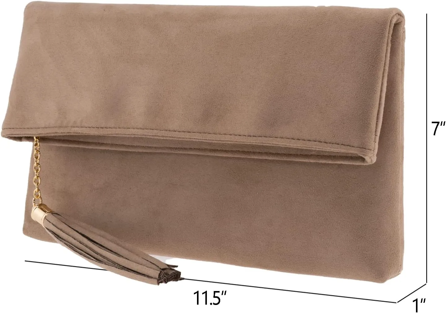 JNB Faux Micro Suede Fold Over Clutch