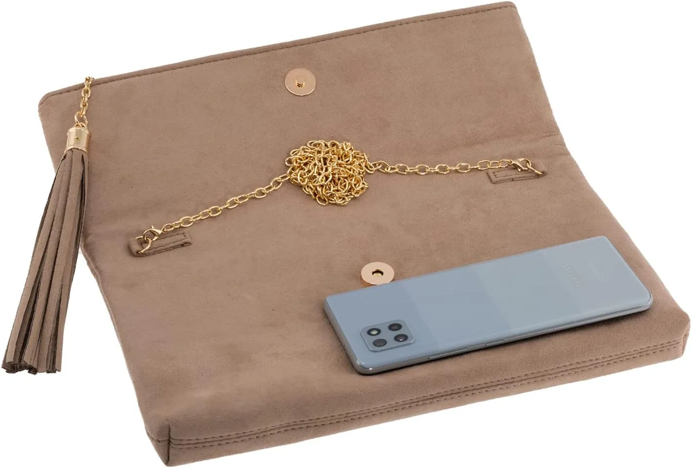 JNB Faux Micro Suede Fold Over Clutch