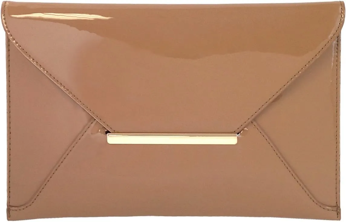 JNB Faux Patent Leather Envelope Candy Clutch Bag