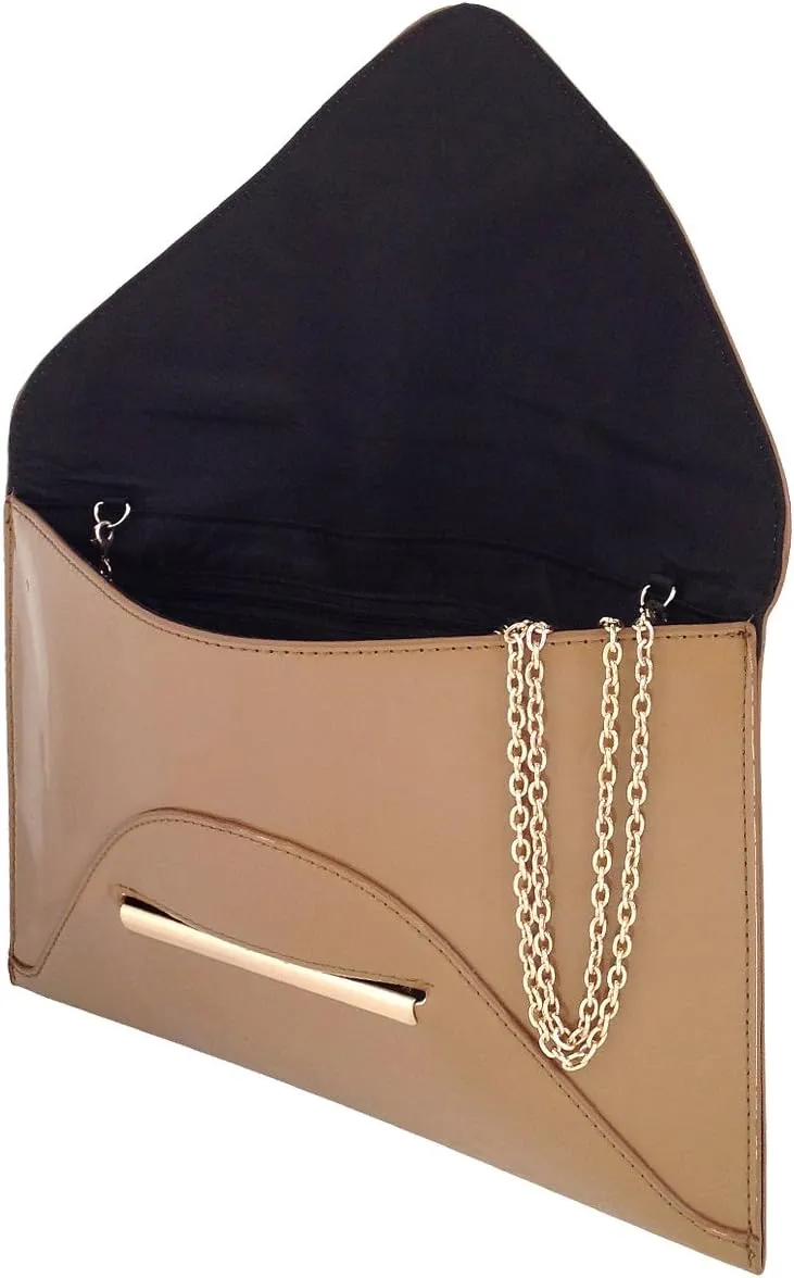 JNB Faux Patent Leather Envelope Candy Clutch Bag