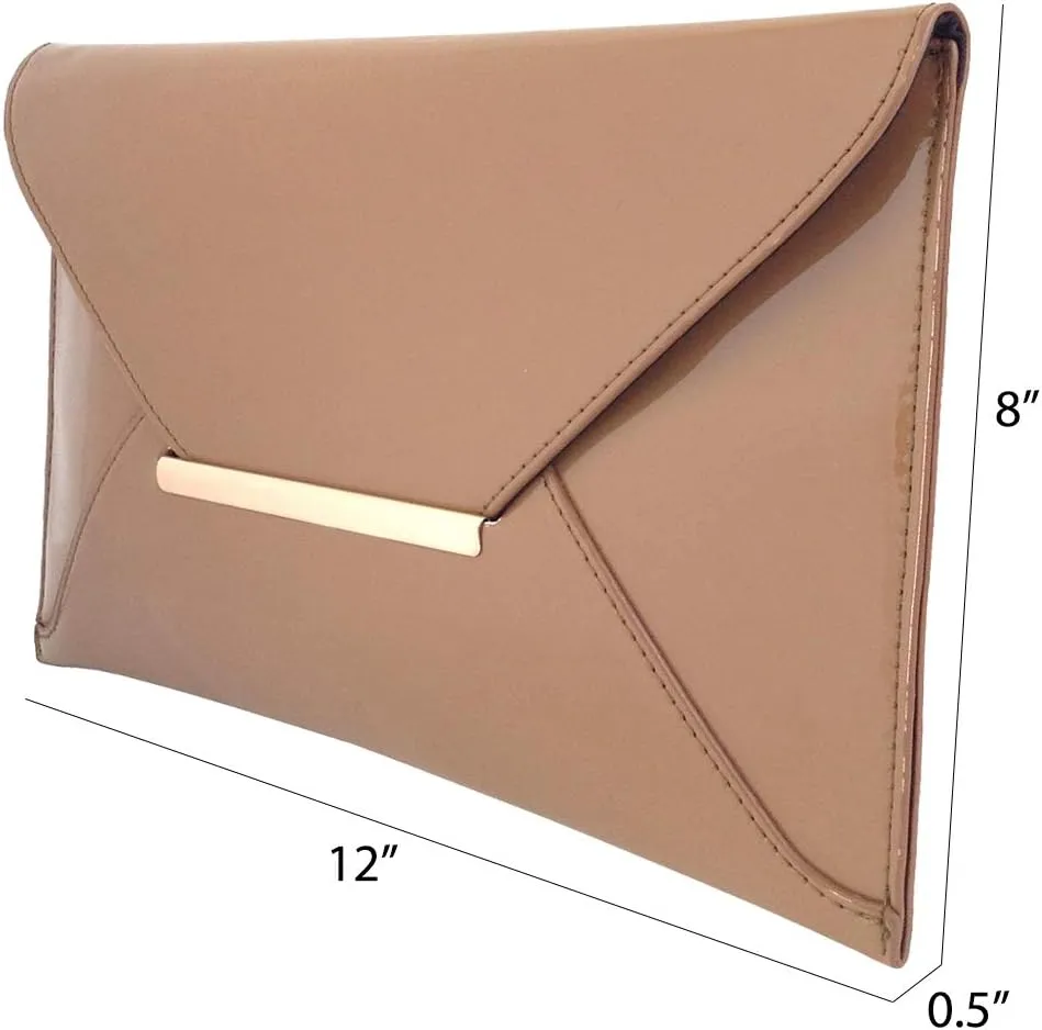 JNB Faux Patent Leather Envelope Candy Clutch Bag