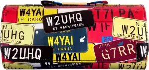 JNB License Plate Faux Patent Leather Clutch with Bow