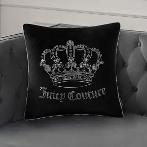 Juicy Couture Square One Piece Living Room and Bedroom Décor, Premium Throw Pillow, 20"x20", Gothic Rhinestone Black