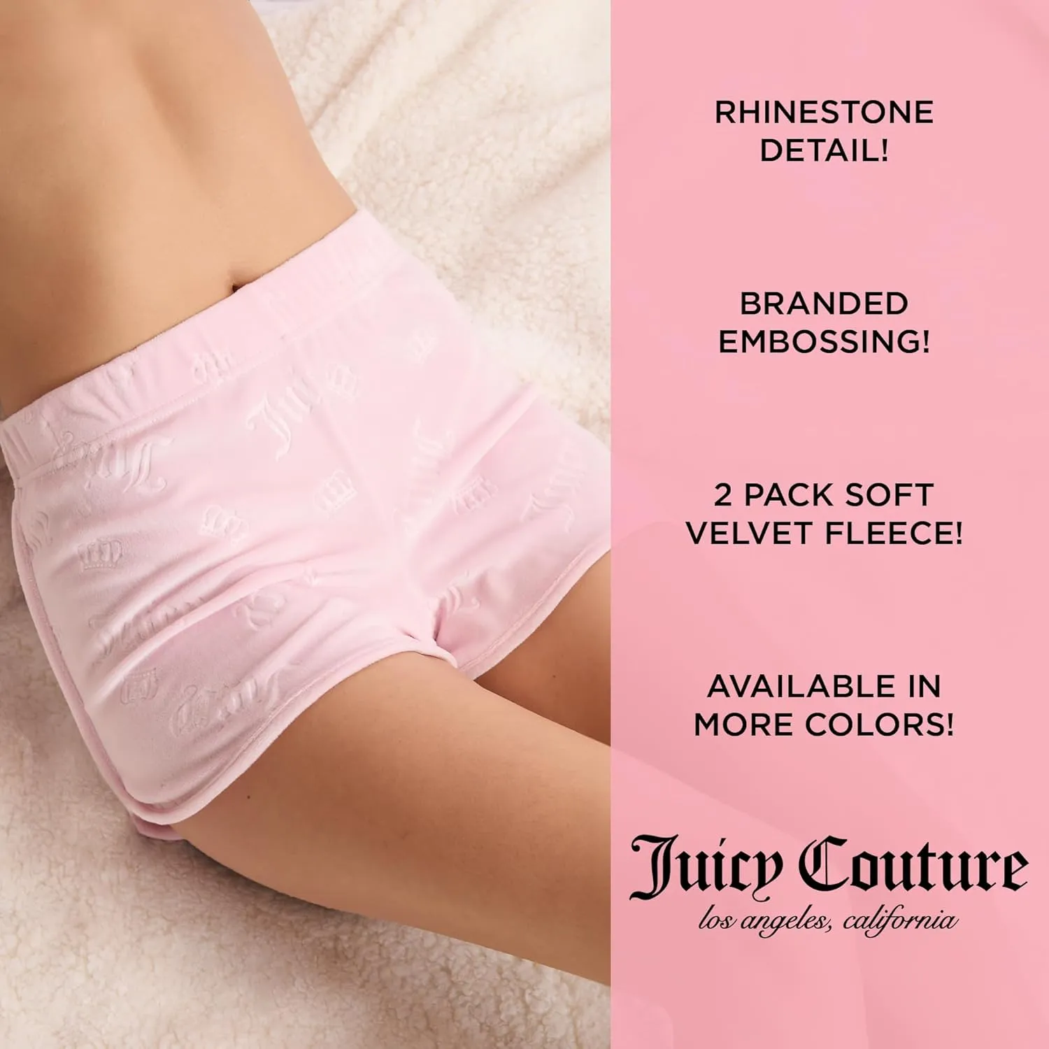 Juicy Couture Women's 2-Pack Sleep and Lounge Velvet Fleece Dolphin Shorts