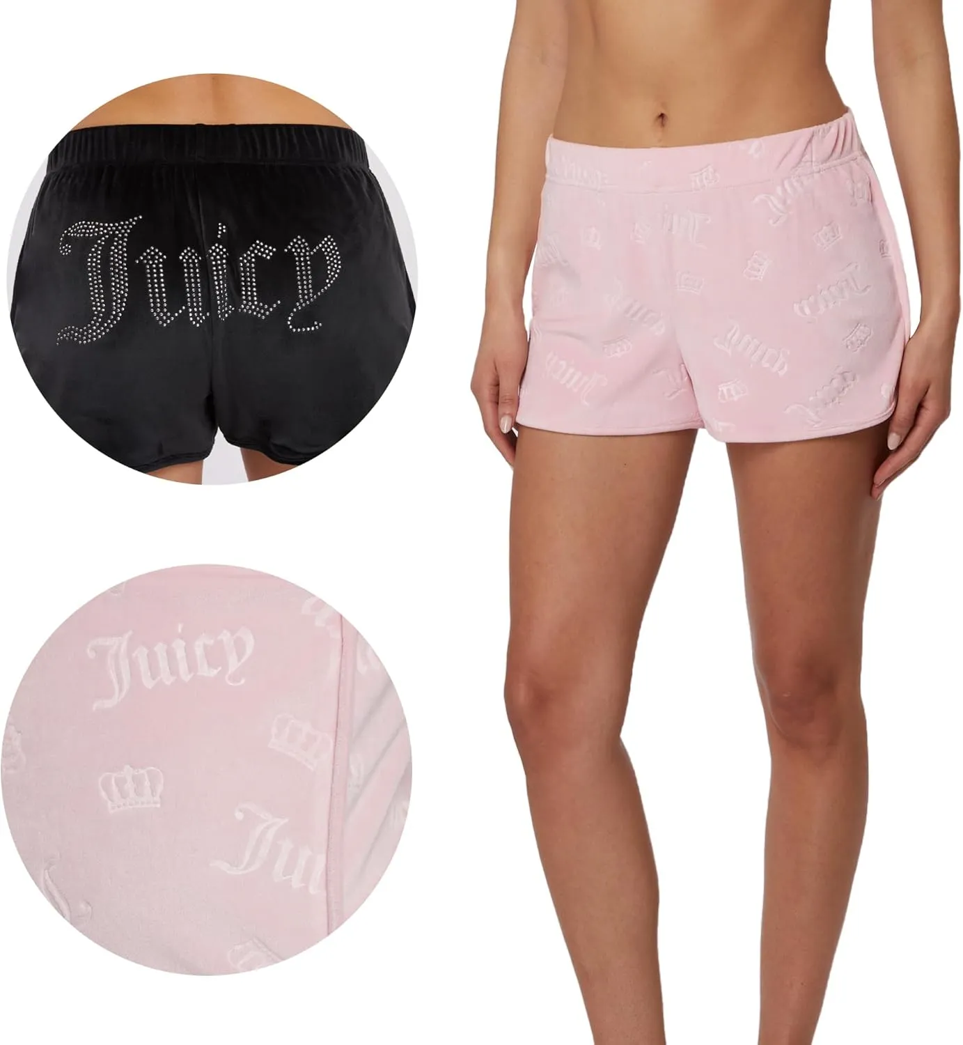 Juicy Couture Women's 2-Pack Sleep and Lounge Velvet Fleece Dolphin Shorts