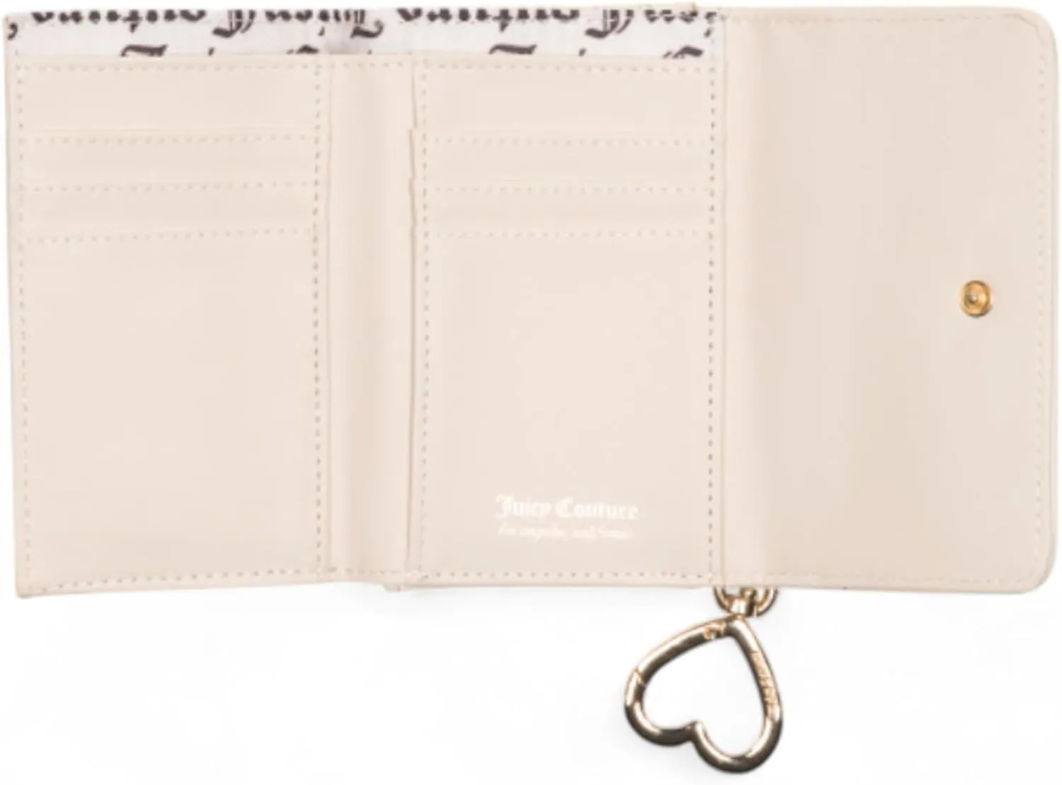 Juicy Couture Women's Double Sided Trifold Wallet with Keyring (Straight from the Heart Crystal)