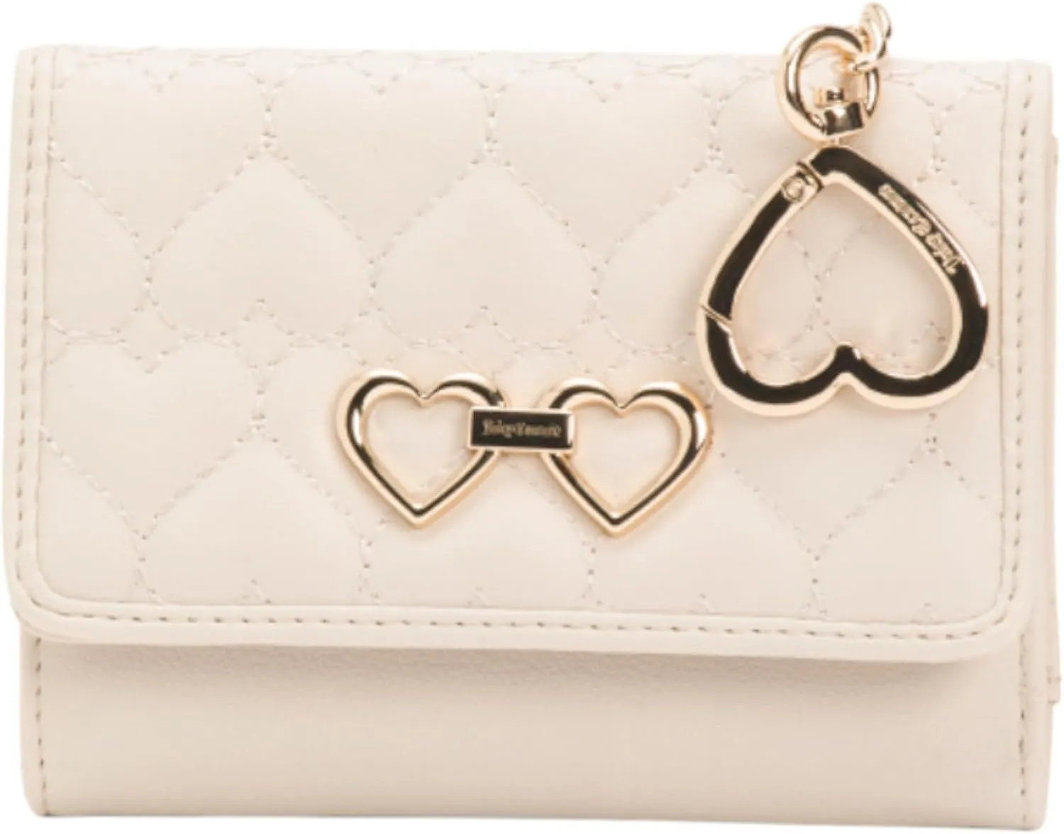 Juicy Couture Women's Double Sided Trifold Wallet with Keyring (Straight from the Heart Crystal)