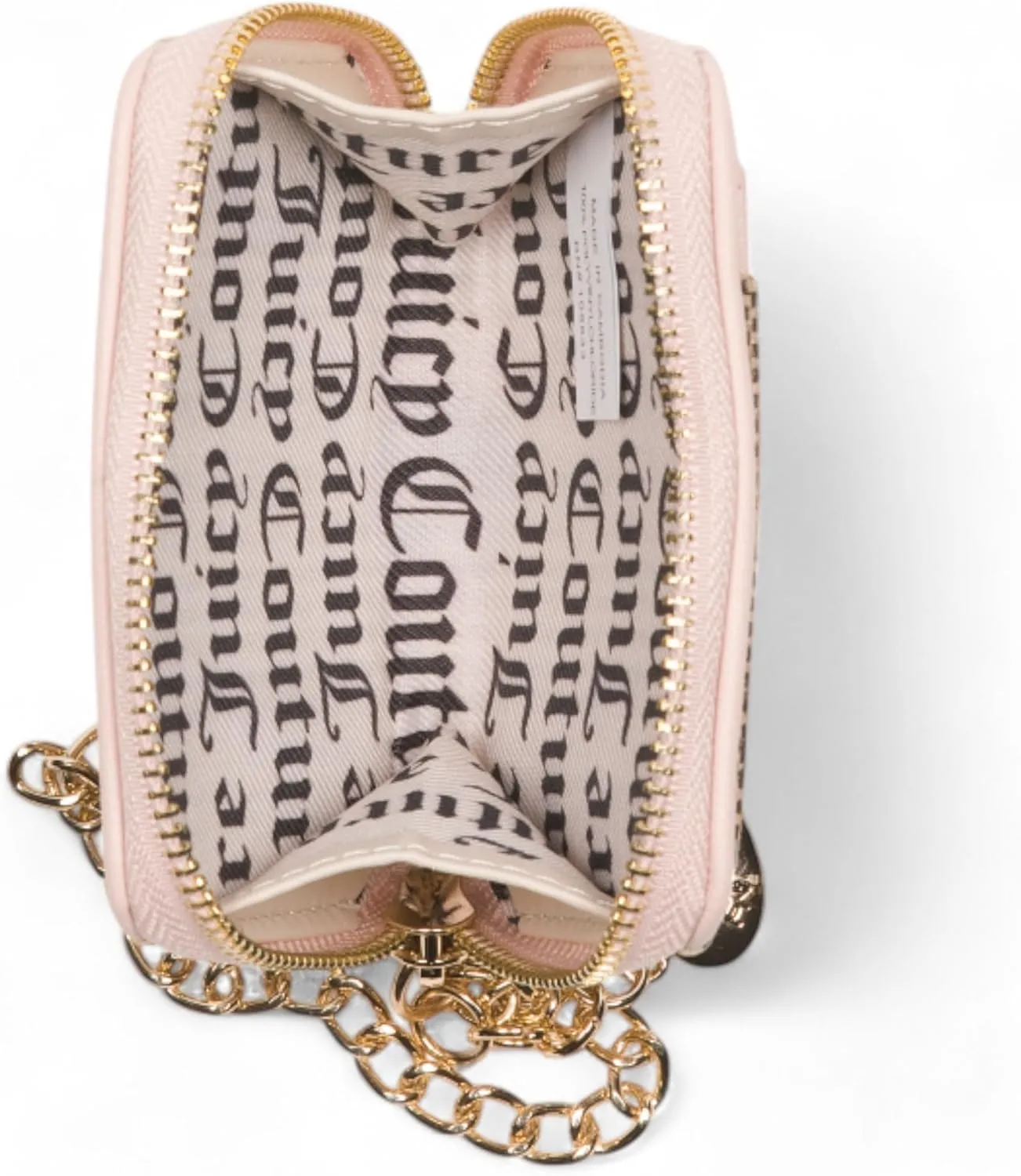Juicy Couture Women's Square Zip Around Wallet with Wrist Strap (Poker Face Taupe Dark Brown/Gold)
