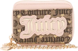 Juicy Couture Women's Square Zip Around Wallet with Wrist Strap (Poker Face Taupe Dark Brown/Gold)