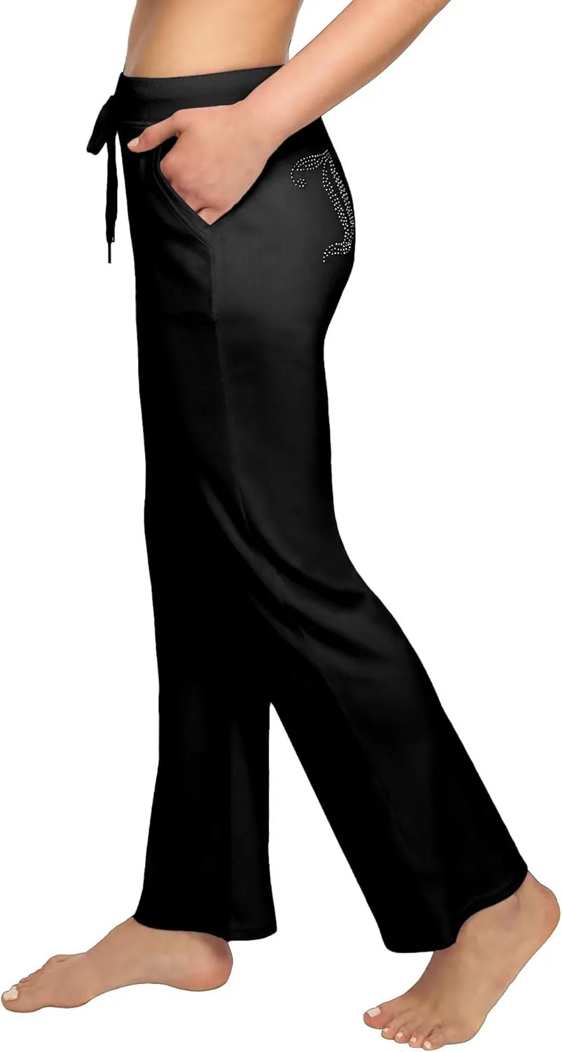 Juicy Couture Women's Velvet Fleece Lounge Pajama Pant with Rhinestones