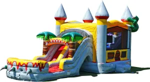 JumpOrange T-Rex Commercial Grade Bounce House Water Slide with Pool for Kids and Adults (with Blower), Basketball Hoop, Wet Dry Combo, Outdoor, Big Inflatable, Birthday Party Rental