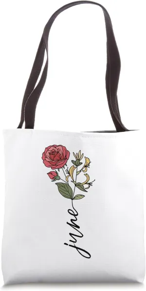 June Birth Month Flower Rose Honeysuckle Tote Bag