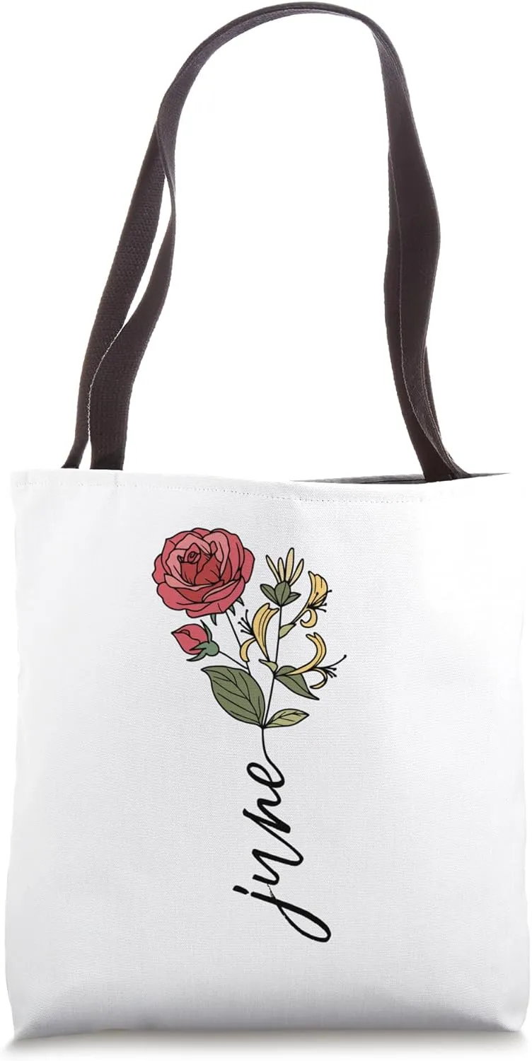 June Birth Month Flower Rose Honeysuckle Tote Bag