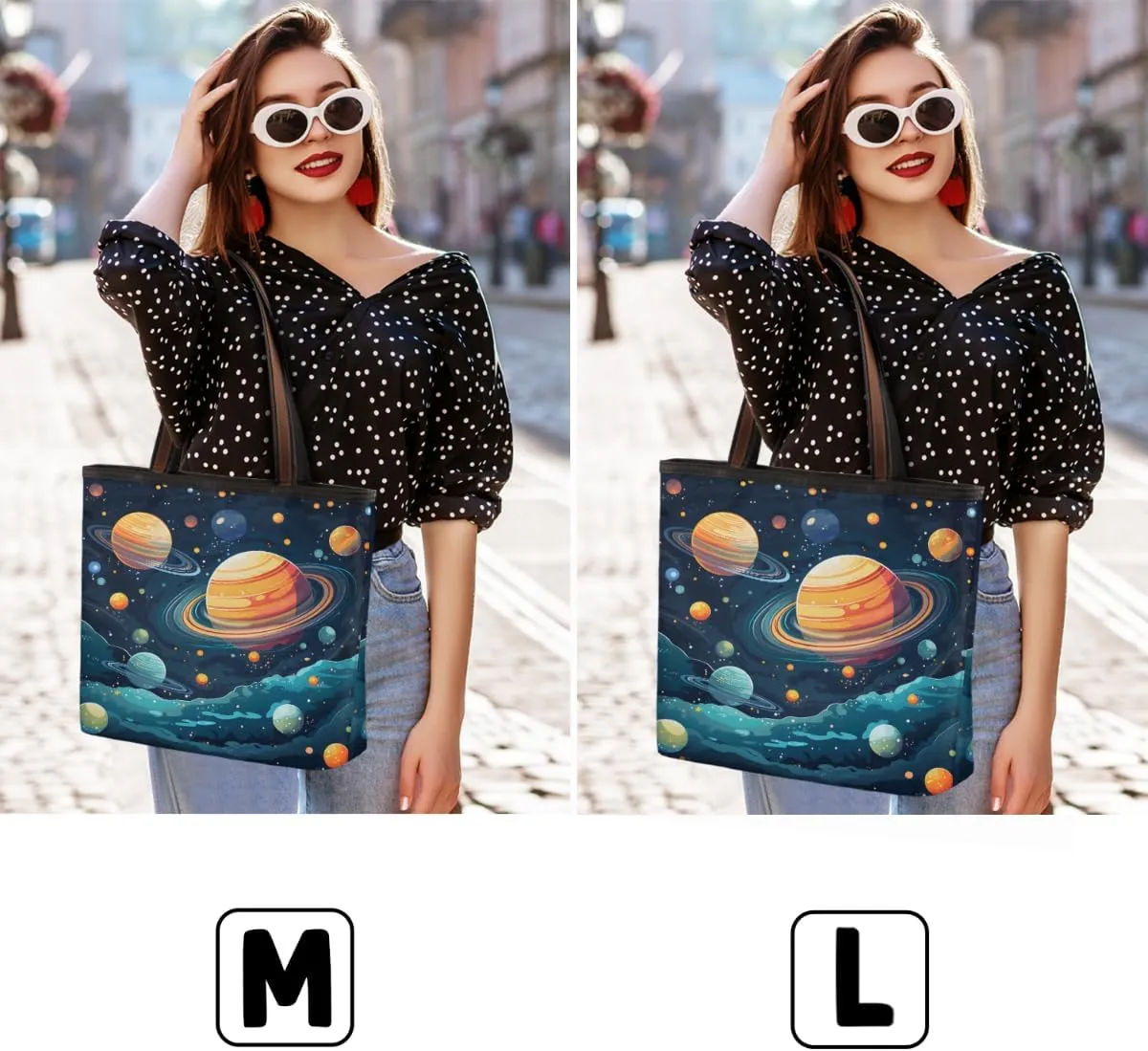 Jupiter Planet Starry Tote Bag Tote Purse for Women with Zipper Womens Handbags for Work Travel