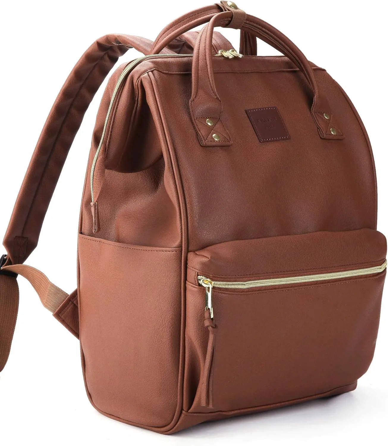Kah&Kee Leather Backpack for Women and Men 15-inch Laptop Bag | Teacher Professional, Diaper Bag Backpack, Ideal for Work, School, Nurse, College & Travel (Brown, Medium)