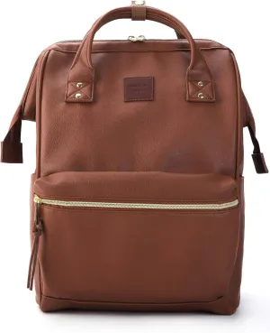 Kah&Kee Leather Backpack for Women and Men 15-inch Laptop Bag | Teacher Professional, Diaper Bag Backpack, Ideal for Work, School, Nurse, College & Travel (Brown, Medium)