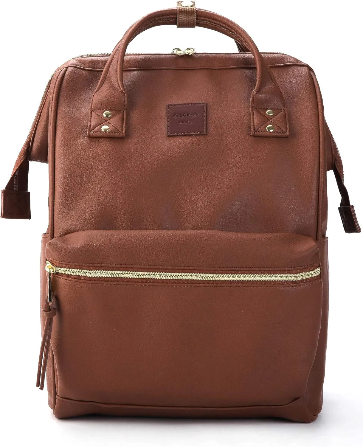 Kah&Kee Leather Backpack for Women and Men 15-inch Laptop Bag | Teacher Professional, Diaper Bag Backpack, Ideal for Work, School, Nurse, College & Travel (Brown, Medium)