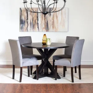 Kaimei Enbridge 5-Piece Modern Round Dining Table Set with 4 Velvet Chairs, Black