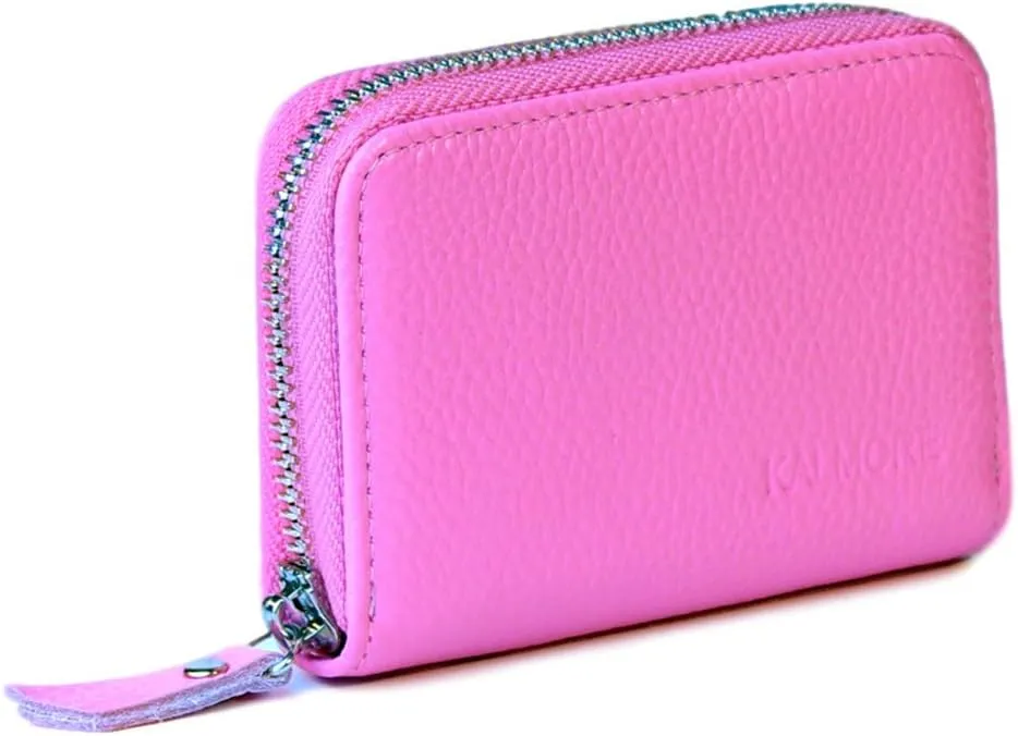 KALMORE Women's Leather RFID Zipper Card Wallet Small Purse with Id Window