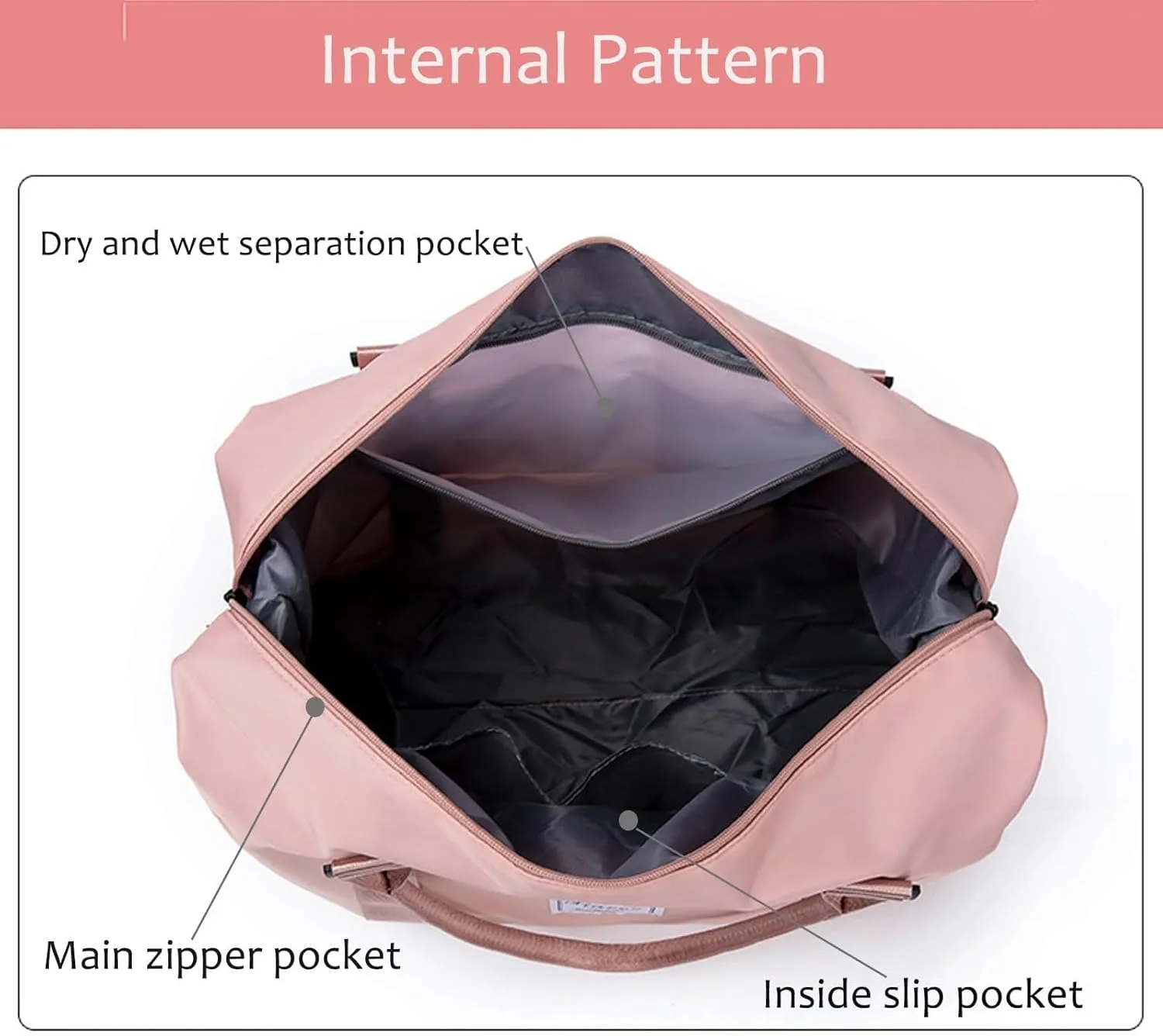 KARRESLY Travel Duffel Bag for Women,Shoulder Weekender Overnight Bag Sports Gym Tote Bag,Waterproof(Dark Pink) free size