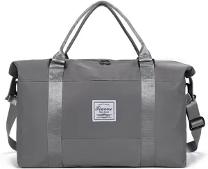 KARRESLY Travel Duffel Bag for Women,Shoulder Weekender Overnight Bag Sports Gym Tote Bag,Waterproof(Grey)