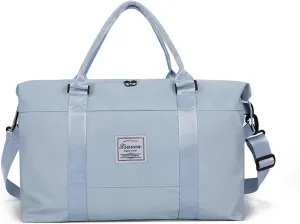 KARRESLY Travel Duffel Bag for Women,Shoulder Weekender Overnight Bag Sports Gym Tote Bag,Waterproof(Light Blue) free size