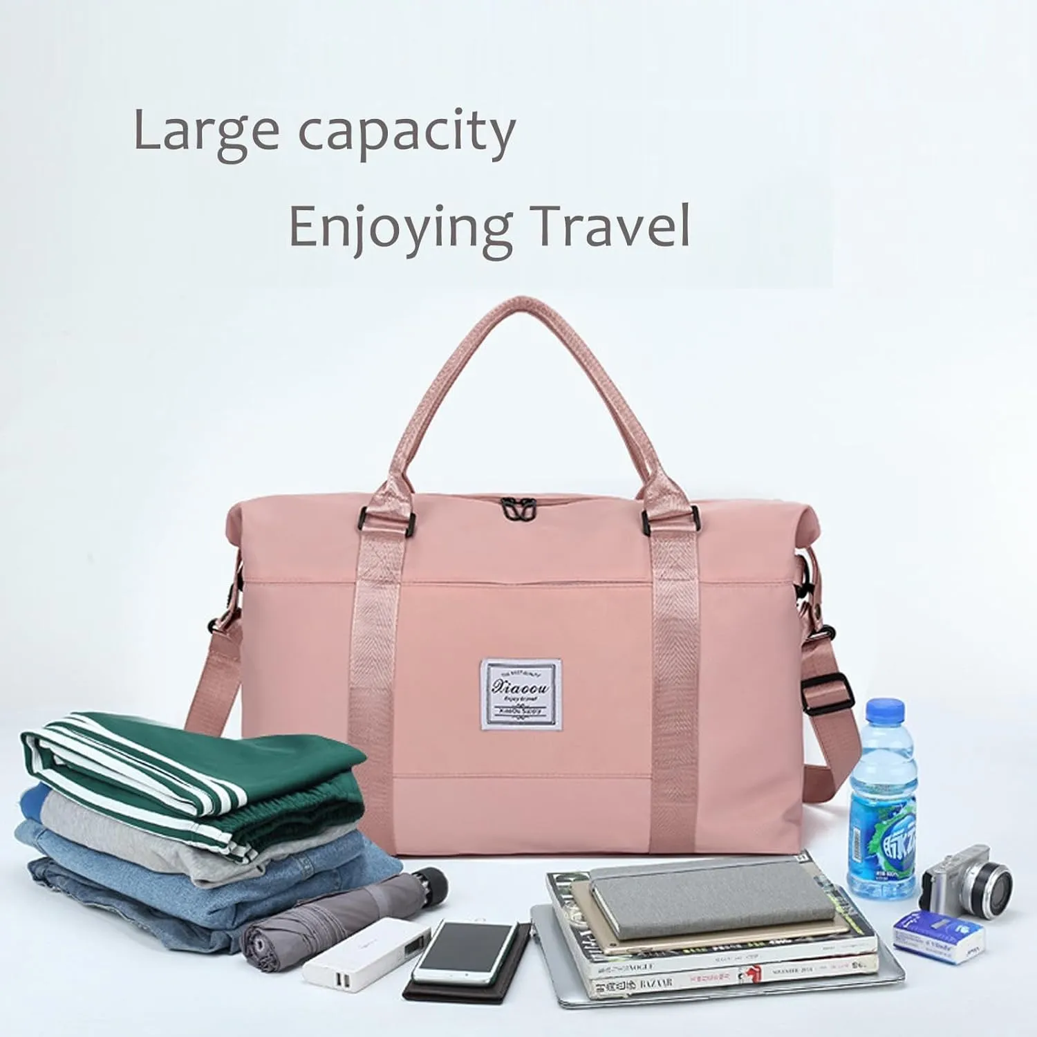 KARRESLY Travel Duffel Bag for Women,Shoulder Weekender Overnight Bag Sports Gym Tote Bag,Waterproof(Wine Red) free size