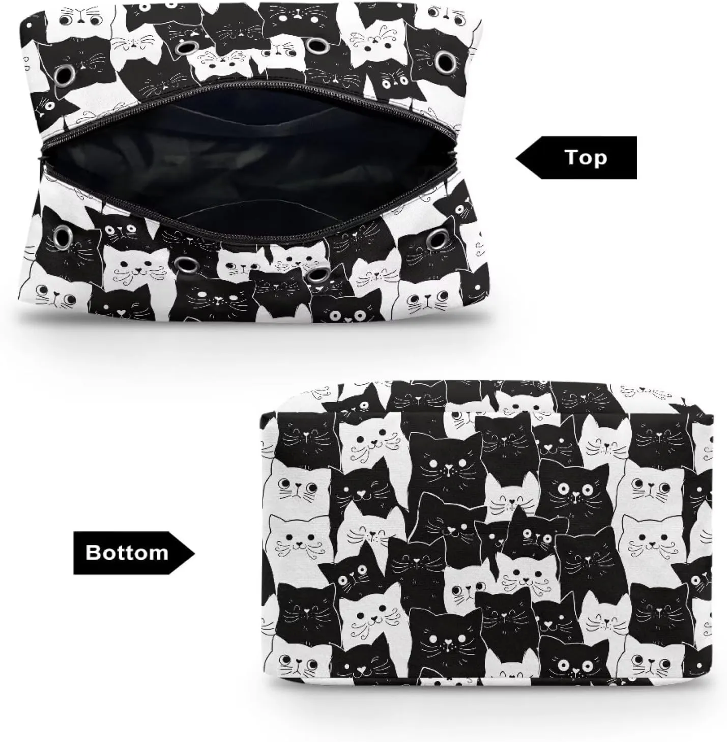 Kathyboom Black Cats Crochet Bag for Yarn Storage, Water Resistant Knitting Bag With Shoulder Straps, Yarn Gift for Mother Wife