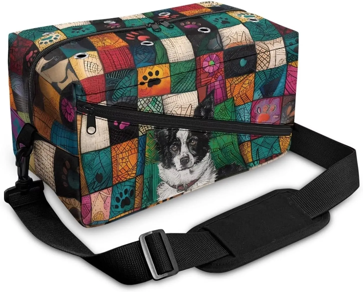 Kathyboom Dog Paw Yarn Bag Crochet Storage Bag with Shoulder Straps, Large Capacity Yarn Bag for Carrying Projects, Kitting Needles, Crochet Hooks and Other Accessories