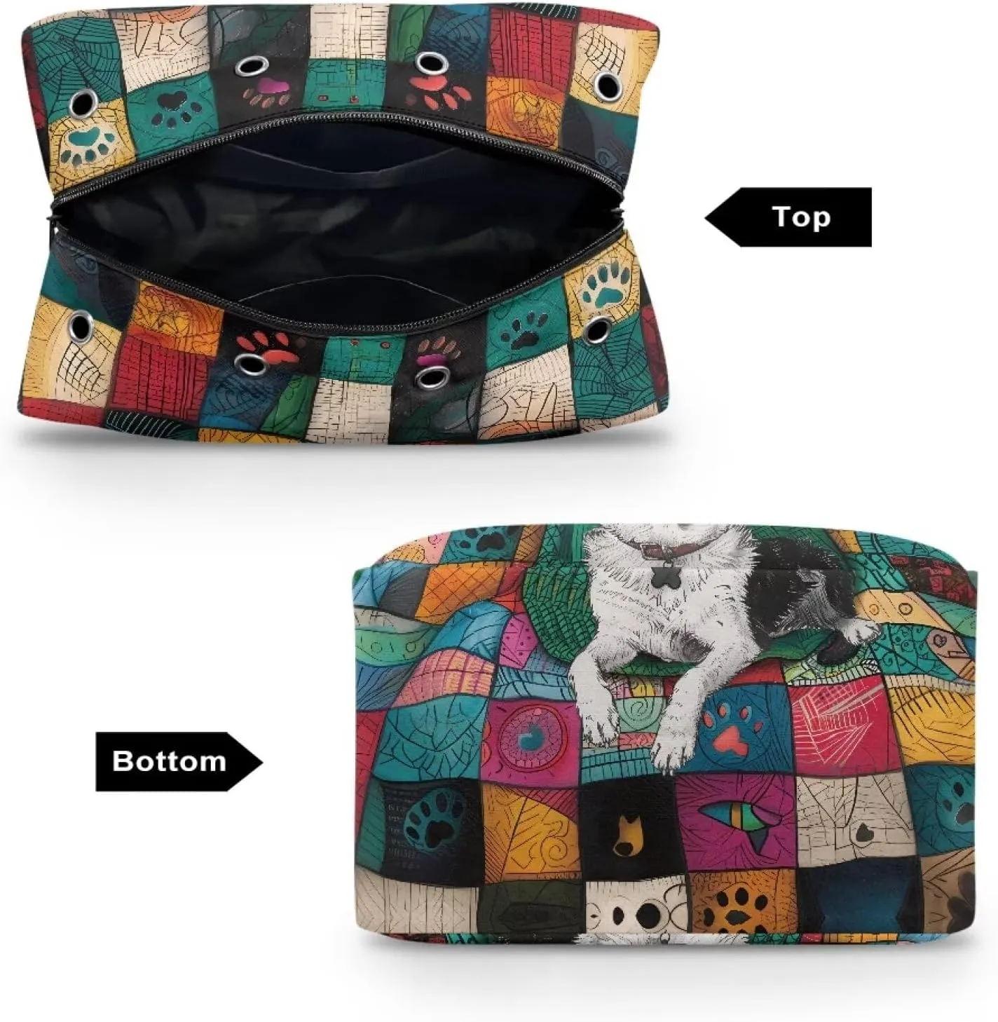 Kathyboom Dog Paw Yarn Bag Crochet Storage Bag with Shoulder Straps, Large Capacity Yarn Bag for Carrying Projects, Kitting Needles, Crochet Hooks and Other Accessories