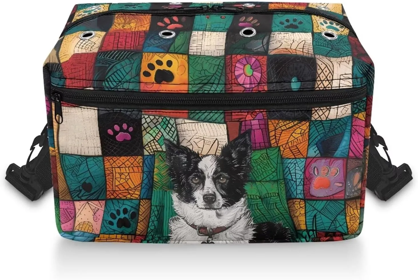 Kathyboom Dog Paw Yarn Bag Crochet Storage Bag with Shoulder Straps, Large Capacity Yarn Bag for Carrying Projects, Kitting Needles, Crochet Hooks and Other Accessories