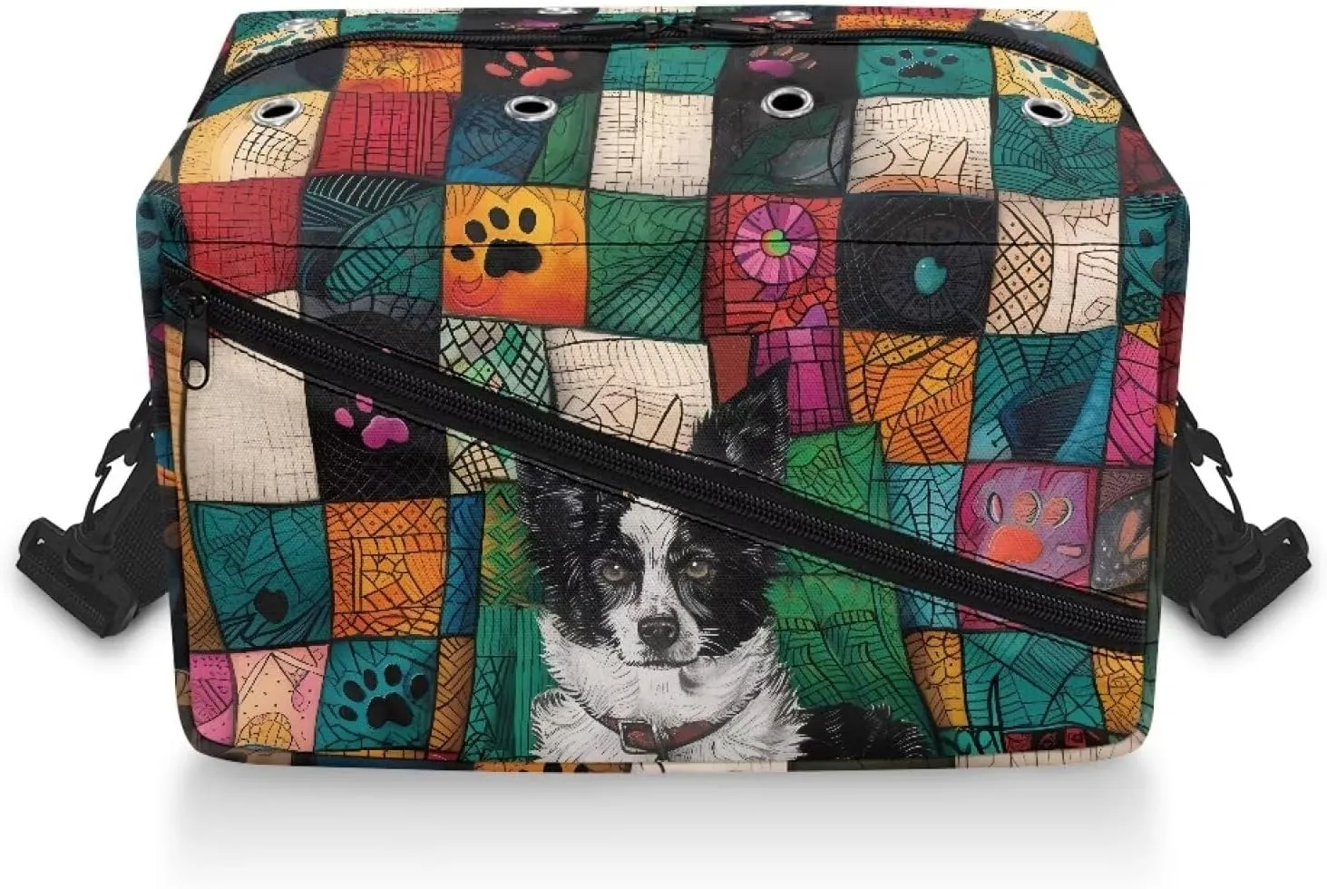 Kathyboom Dog Paw Yarn Bag Crochet Storage Bag with Shoulder Straps, Large Capacity Yarn Bag for Carrying Projects, Kitting Needles, Crochet Hooks and Other Accessories