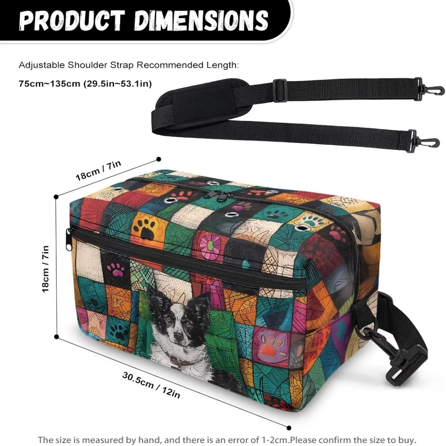 Kathyboom Dog Paw Yarn Bag Crochet Storage Bag with Shoulder Straps, Large Capacity Yarn Bag for Carrying Projects, Kitting Needles, Crochet Hooks and Other Accessories