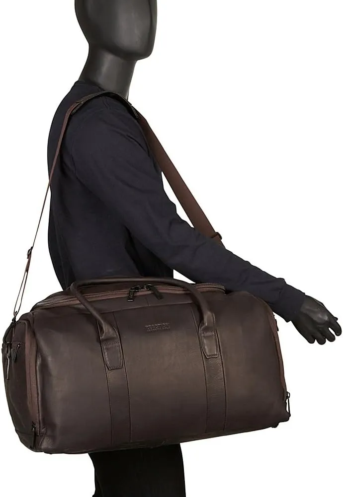 Kenneth Cole REACTION Duff Guy Colombian Leather 20" Single Compartment Top Load Travel Duffel Bag, Black