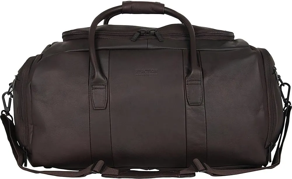 Kenneth Cole REACTION Duff Guy Colombian Leather 20" Single Compartment Top Load Travel Duffel Bag, Black