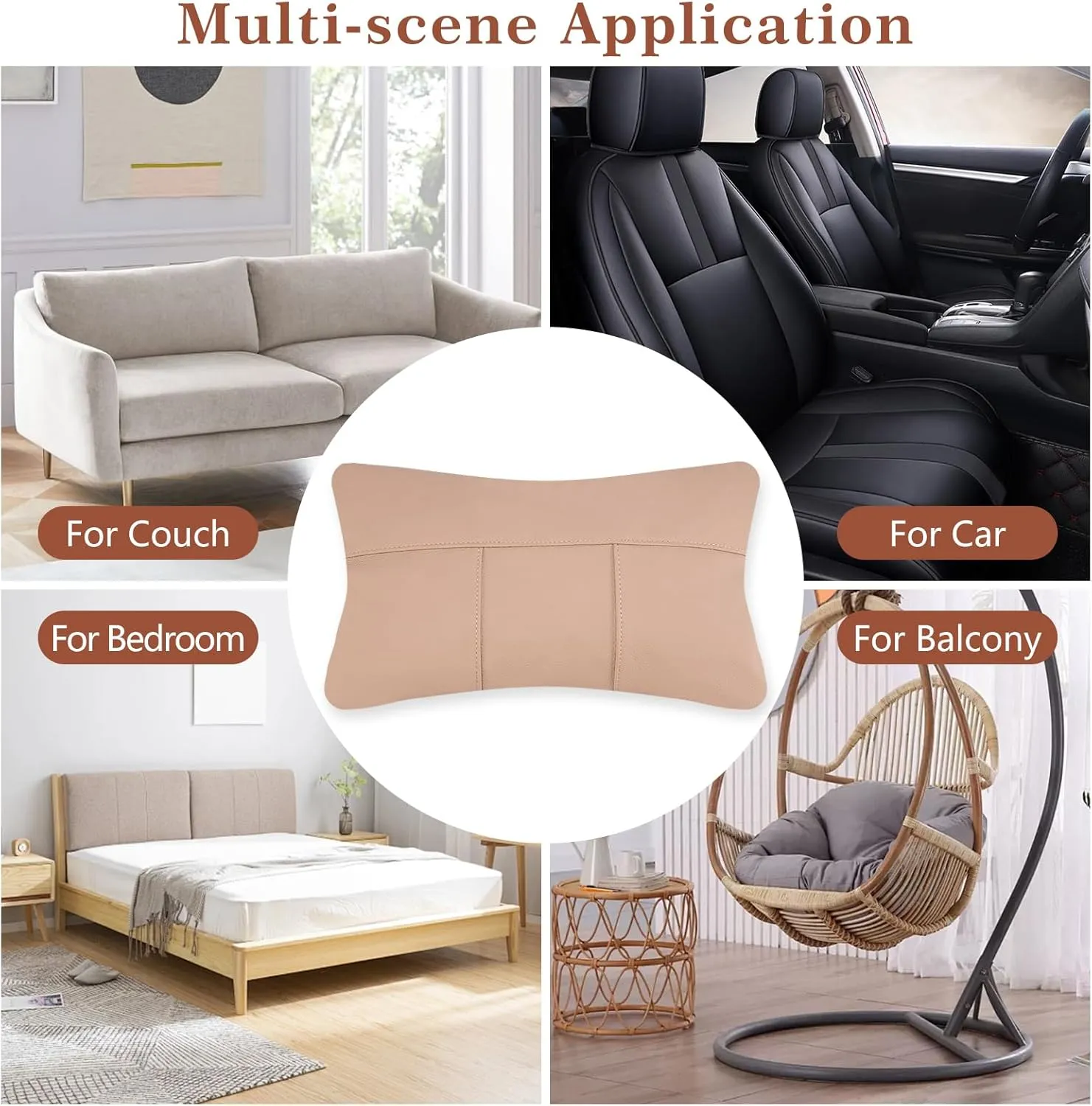 Kidol & Shellder Genuine Leather Pillow Cover 12x20 - Luxury Full Grain Cowhide Pillow Covers for Couch Sofa Bed - Soft Durable Decorative Throw Pillow Covers with Hidden Zipper (Hazelnut)