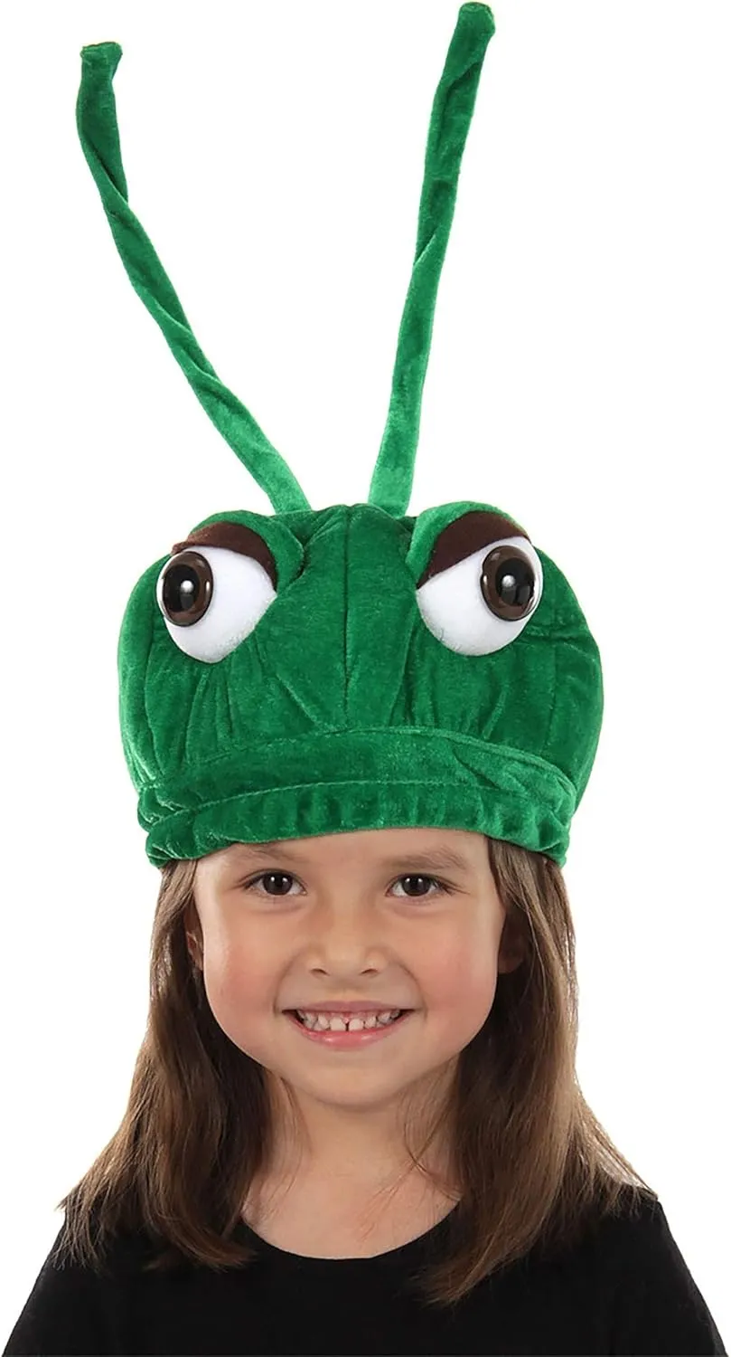 Kid's Grasshopper Plush Costume Hat - Velvet Hat with Plush and Plastic Eyes