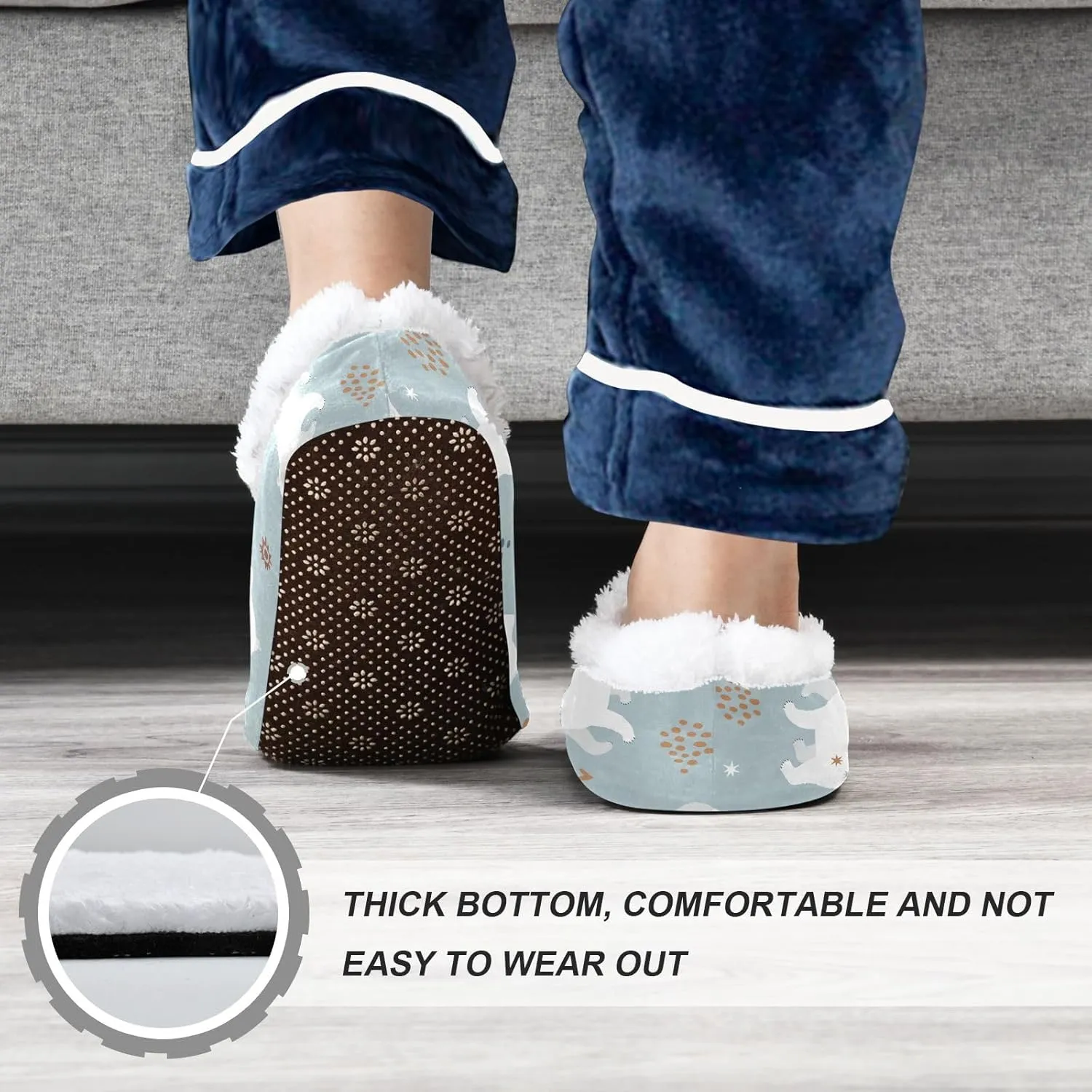 Kids Winter Slippers for Boys Girls Polar Bears and Stars Animals Warm Soft Non Slip House Slippers Children Indoor