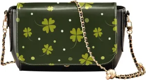 Kigai Black Clover Crossbody Bags for Women Retro Cross Body Purse Small PU Leather Shoulder Handbags with Chain Strap