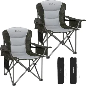 KingCamp Oversized Camping Folding Chair, Heavy Duty 450 LBS with Lumbar Support, Padded seat with Cup Holder&Cooler Bag, Ideal for Camp, Fishing, Sports event, Backyard, Patio, Lawn